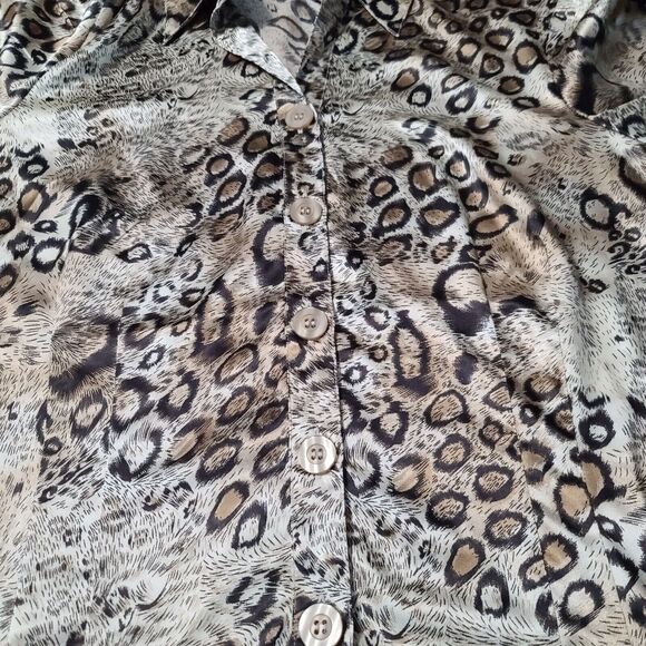 Antilia Femme Womens Button Up Blouse Multicolor Size Medium Polyester Blend - Picture 10 of 12